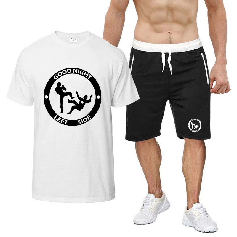Good Night Left Side Summer Quick Drying Short Sleeved Breathable Fitness Sports Sleeved Round Neck T-shirt Pants Suits