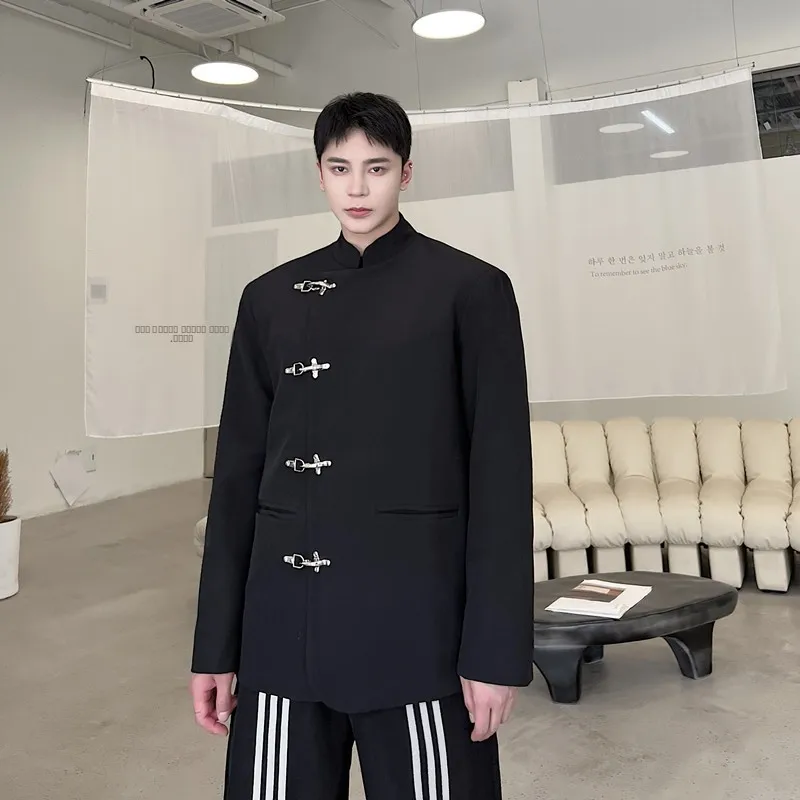 

Мужской костюм Bla Manin: осенний повседневный пиджак с длинным рукавом, приталенный, с металлическими пуговицами, в западном стиле