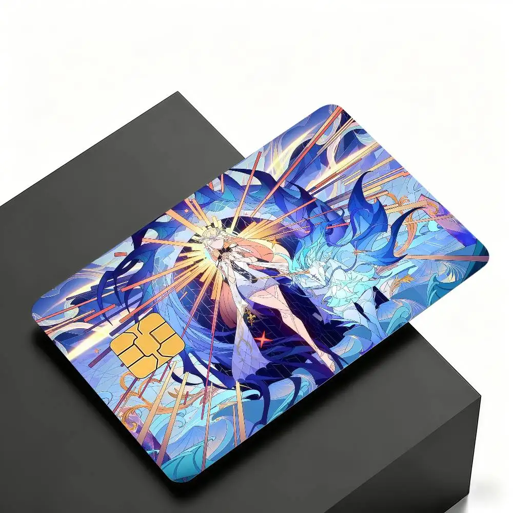 Game Wuthering Waves Cartethyia Credit Skin Cover Card Stickers 4PCS Film Bus Pass Front Decoration Bank Debit Waterproof