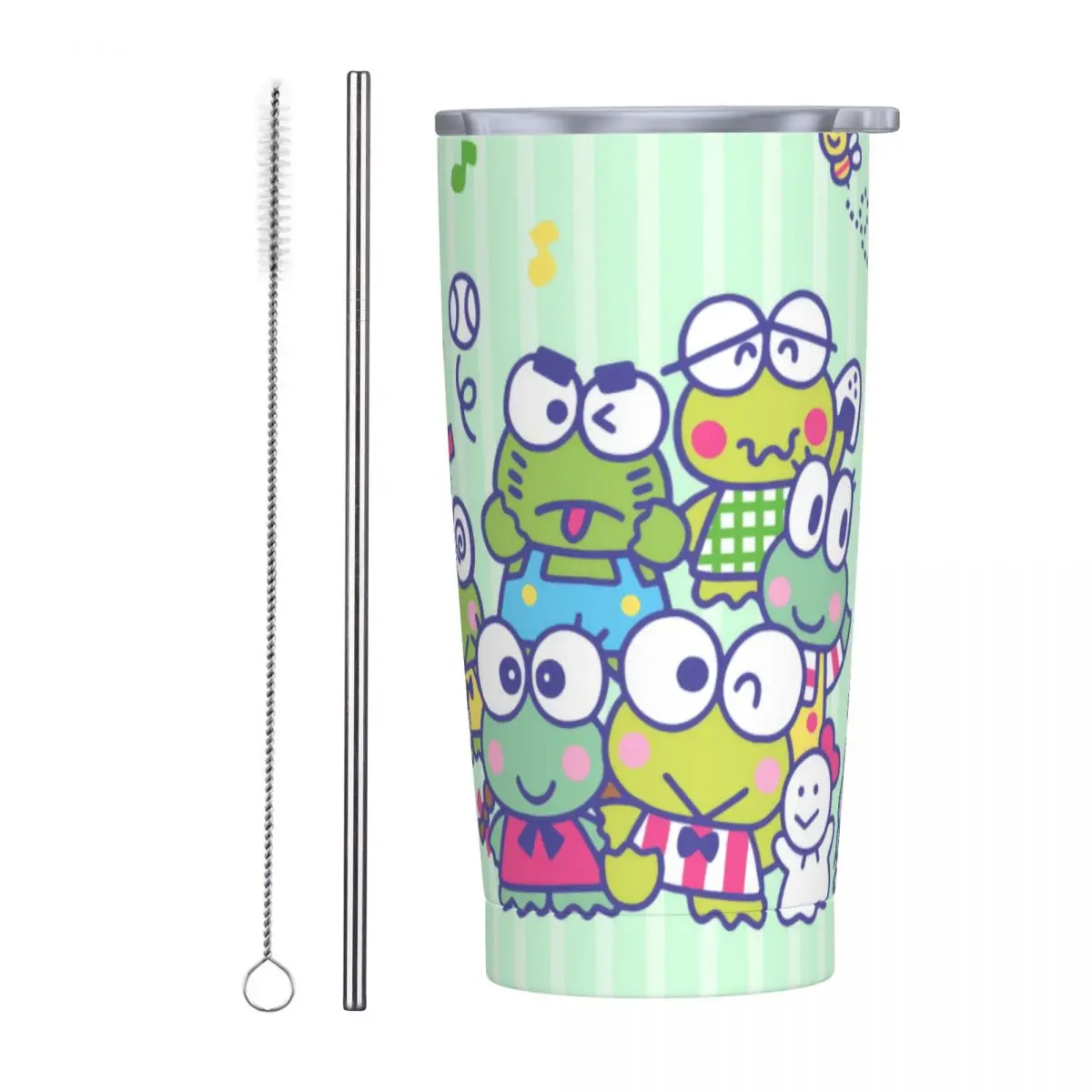 

Cartoon Keroppi Frog Tumbler Vacuum Insulated Thermal Cup with Lid Straw Car Mug Water Bottle