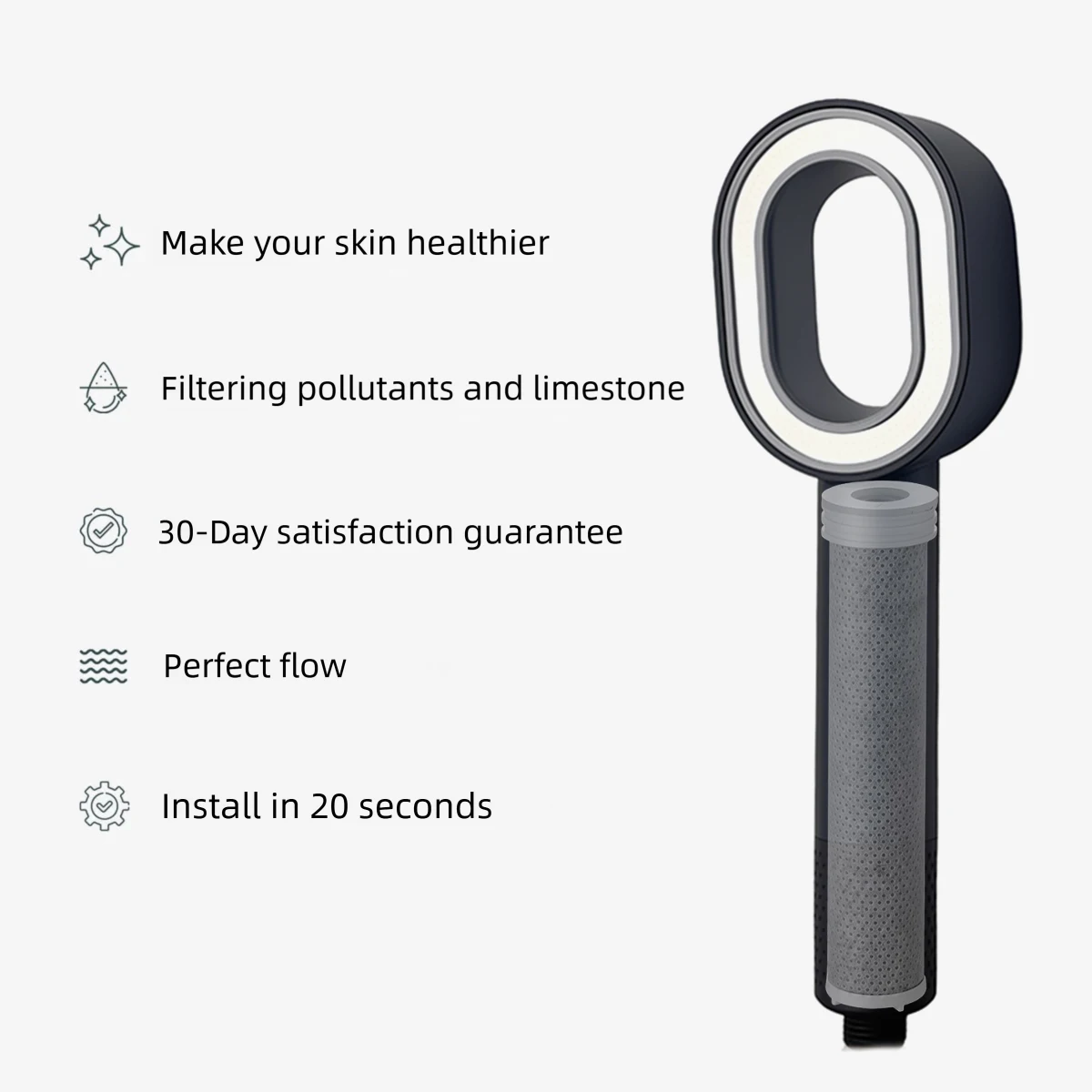 Filter Showerhead High Pressure Shower Head Water Saving Filtration Purification International Students Bathroom Accessories