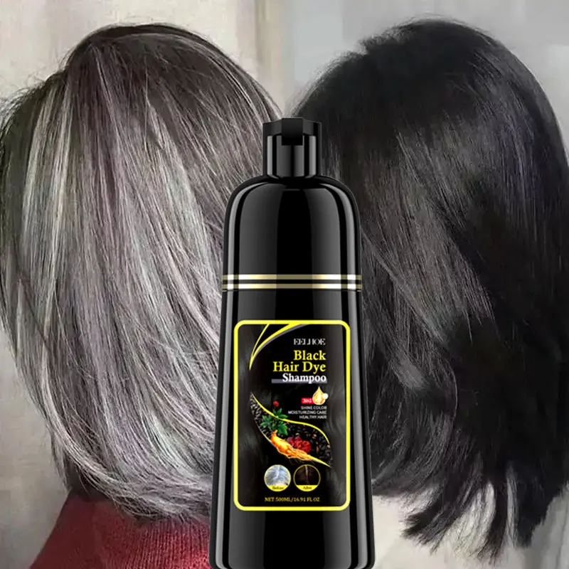 

500ml Herbal Hair Dye Shampoo Fast Change Gray White to Dark Brown Black Natural Hair Dye Covering White Anti Loss Hair Care