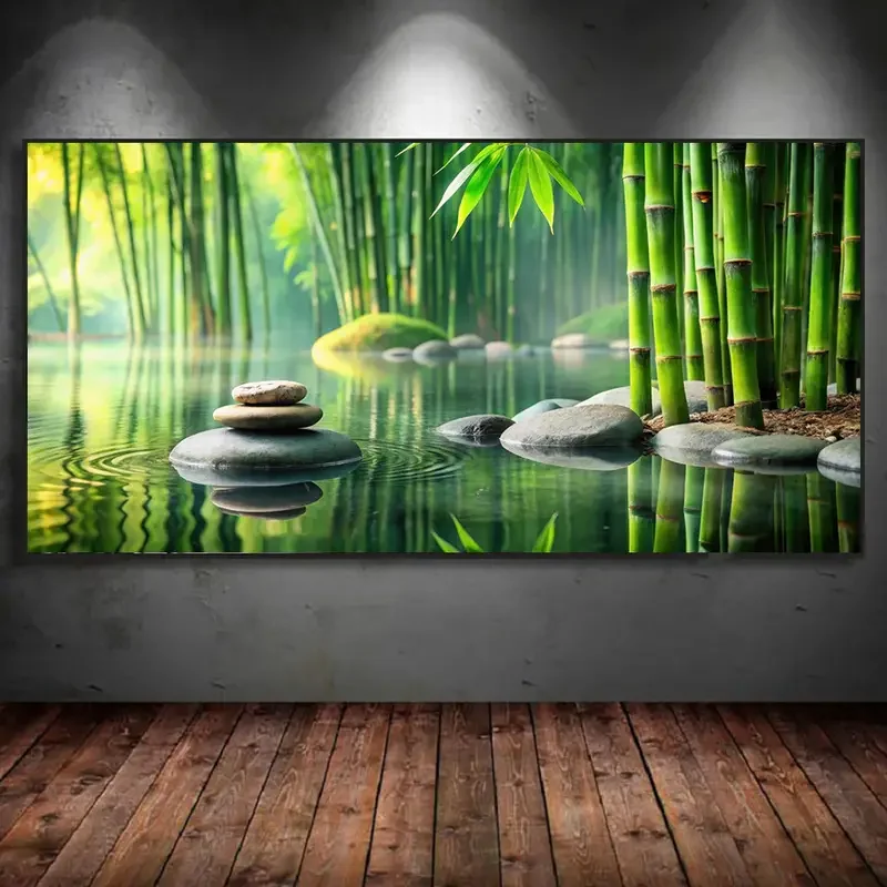 

Bamboo Forest With Zen Stone Scenery Large DIY Diamond Art Painting Full Square Round Diamond Embroidery Mosaic Cross Stitch Kit