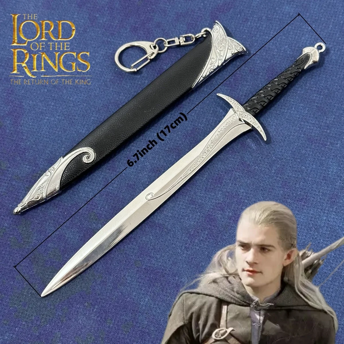 

6.7inch Baggins Katana Medieval Glamdring Narthil Ring Aragorn Sword Real Metal Ninja Knife Ring Samurai Sabre Unsharp Toy Gift
