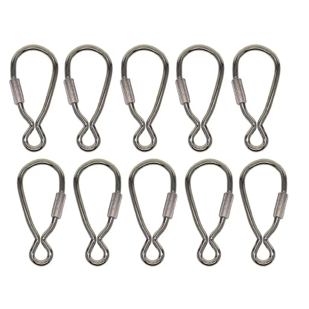 10pcs Stainless Steel Snap Hook With Screw Safety Lock Carabiner for Ropes