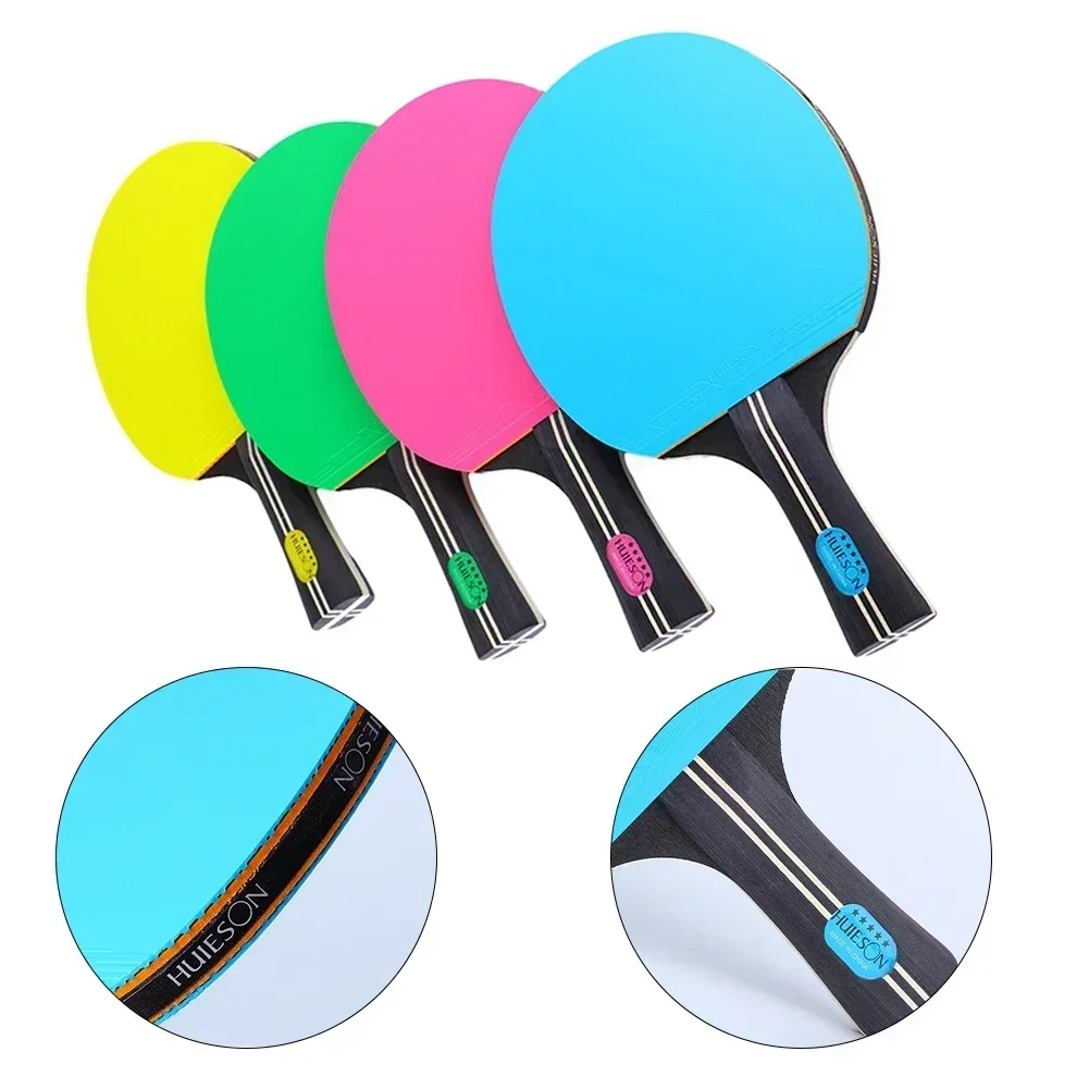 1pc Pings Pong Bat 13mm Thick 7-Layer Wood Sweat-Absorbing Handle Colorful Rubber Surfaces Offense Defense With Protective Case