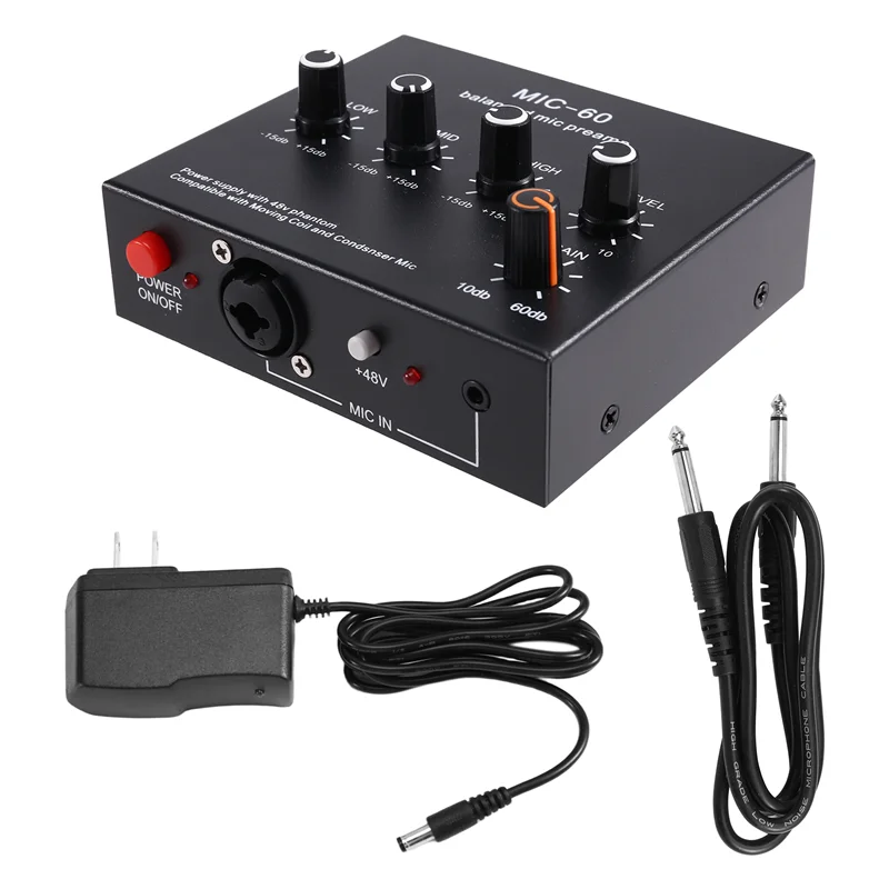 

B04B-предварительный микрофон, предусилитель, 3-полосный эквалайзер, сбалансированный XLR-интерфейс, усиление 60 дБ для динамических и конденсаторных микрофонов