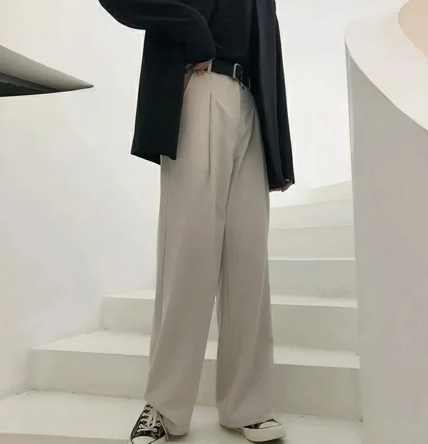 2025 New Men's and Women's Black Wide-leg Mopping Pants High-waisted Slimming Loose Pants Slacks All Draped Casual Pants