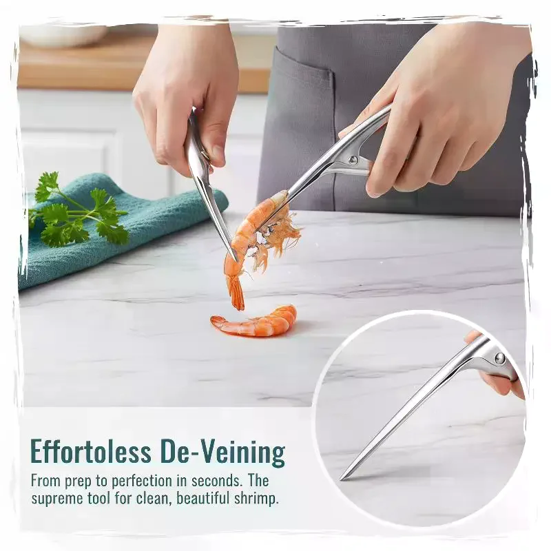 Food Grade Stainless Steel Shrimp Peeler Lightweight Easy Operation Perfect For Home Kitchen Seafood Cooking