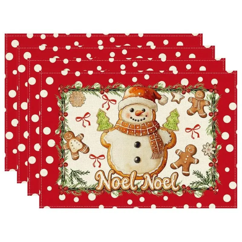 VIKAMA Gingerbread Man Christmas Mat, Waterproof Insulated Table Mat for Holiday Party Decor