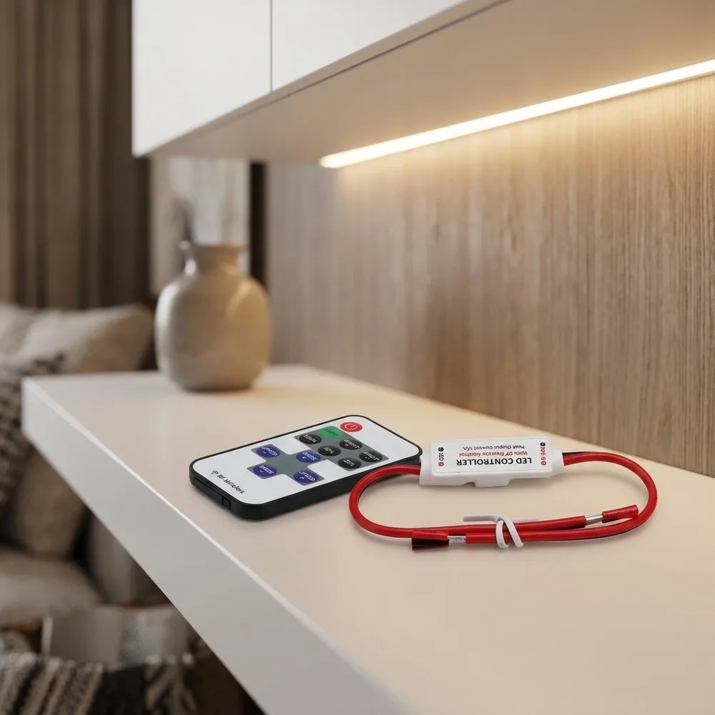 RF Controller for 12V LED Strip Light with 11-Key Remote 10 Brightness Levels 10 for dynamic Speeds and Single Device Pairing