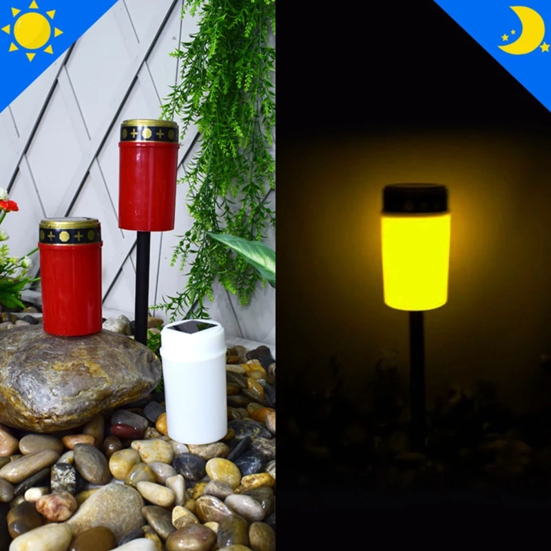 4Pcs Solar Light Outdoor Grave Candle Lamp for Cemetery LED Waterproof Mourning Light Garden Balcony Memorial S26 22 Dropship