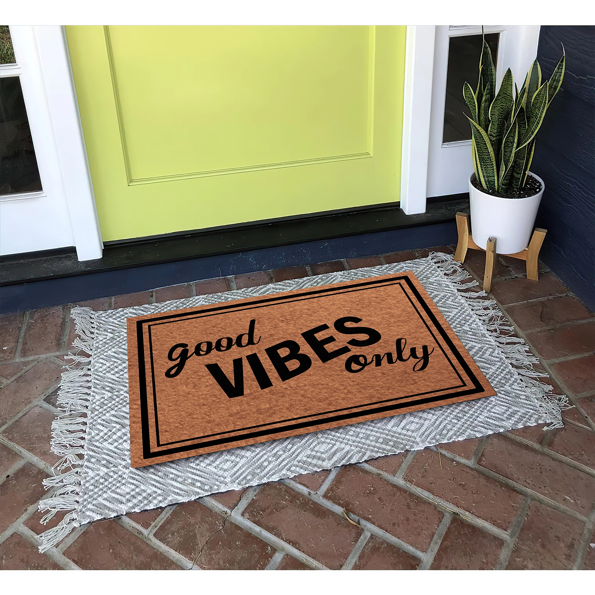 Good Vibes Only Doormat Non slip Rubber Backing  Outdoor Entrance Floor Mat Decorative Rugs Welcome Mat for Home Entryway