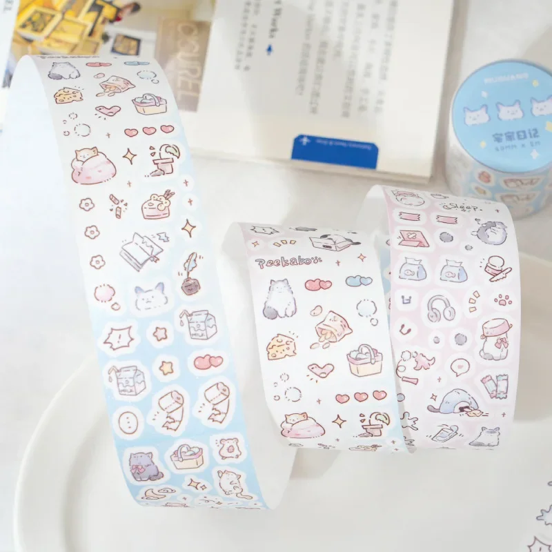 Schattig klein materiaal handboek mobiele telefoon achterkaart collage kitten serie tape washi tape