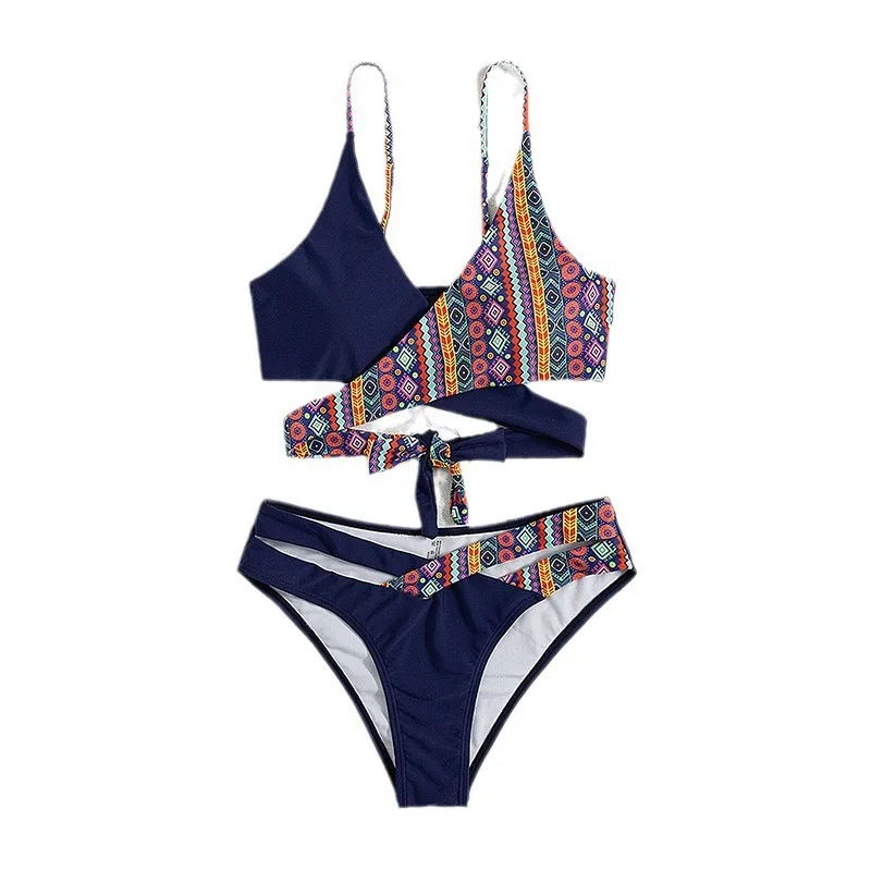 New Cross-Halterneck Beach Split Swimsuit Women's Sexy High Waist Hot Spring Bikini Women's Swimwear