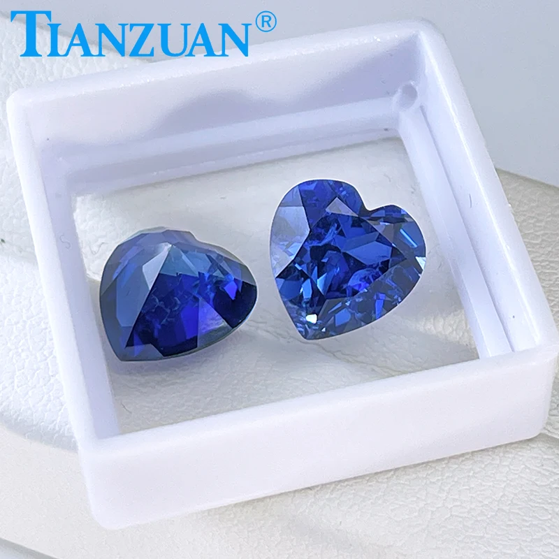 

Lab Grown Sapphire Heart Shape Cornflower Blue Sapphire Natural cut Synthetic Corundum Gemstone with inclusions loose stone