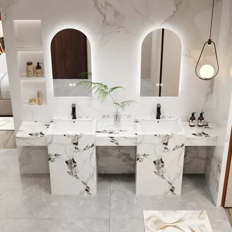 Outdoor slate column basin extension countertop stone hotel bar ktv column type integrated wash basin washbasin