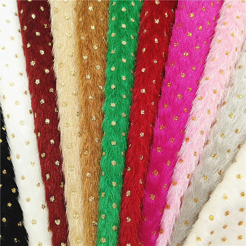 Immitation Horse Fur with Gold Dots Fur Fabric sheets For Bags Shoes Bows DIY Craft Sheets W286