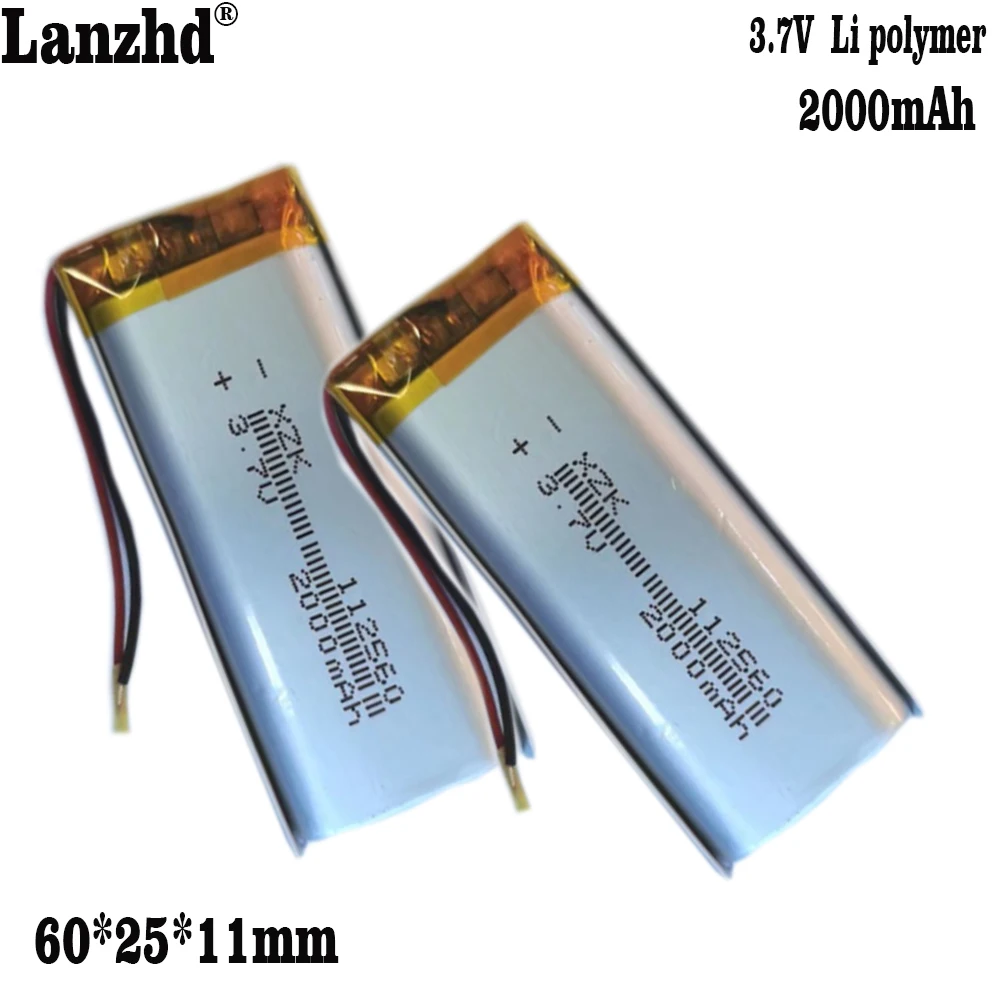 1-10 sztuk 3.7V 2000mAh 112560 polimerowa bateria Lipo dla E-Book Power Bank Monitor odtwarzacz wideo płyta MID przenośny DVD Tablet PC