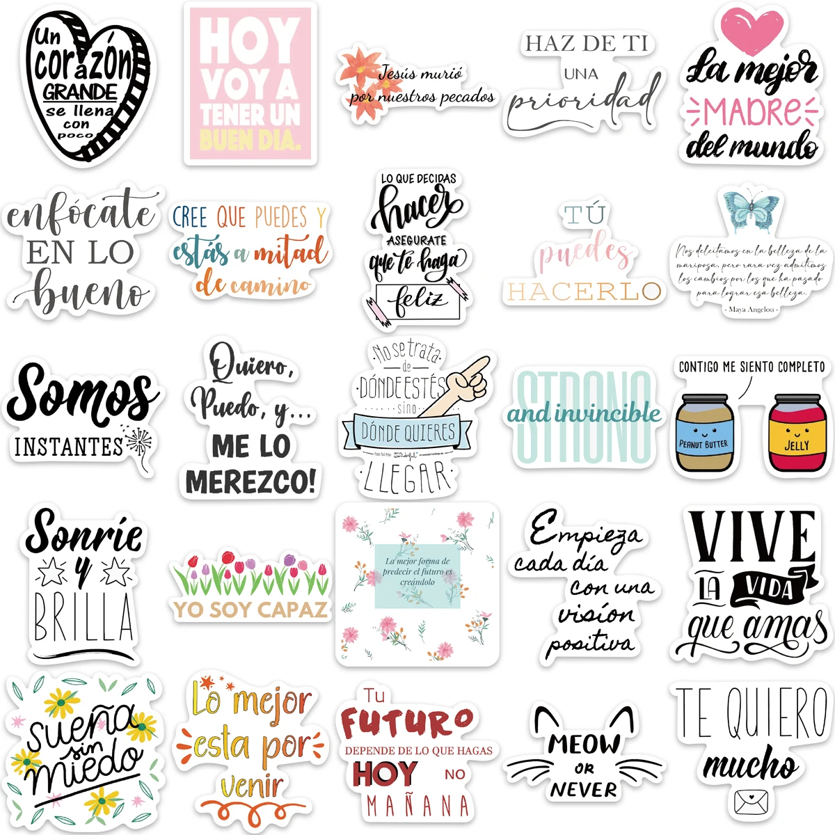 10/50pcs Spanish Inspirational Motivational Phrases Stickers Skateboard Laptop Book Gift Phone Car Pack For Kids Sticker Pack