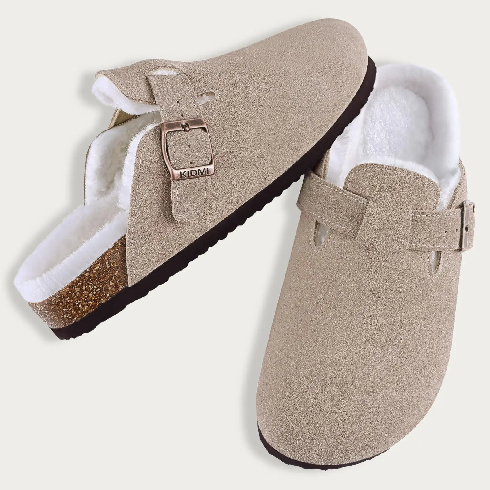 Asgard New Women's Plush Mules Men Classic Cork Clogs Suede Slippers With Arch Support Indoor Non-slip Comfortable Home Slippers