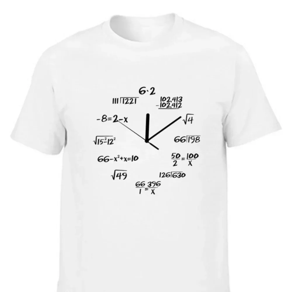 Moda zegar matematyczny drukuj mężczyźni śmieszny T-Shirt wycięcie pod szyją Streetwear męski Tshirt Harajuku fajne t-shirty koszulki topy