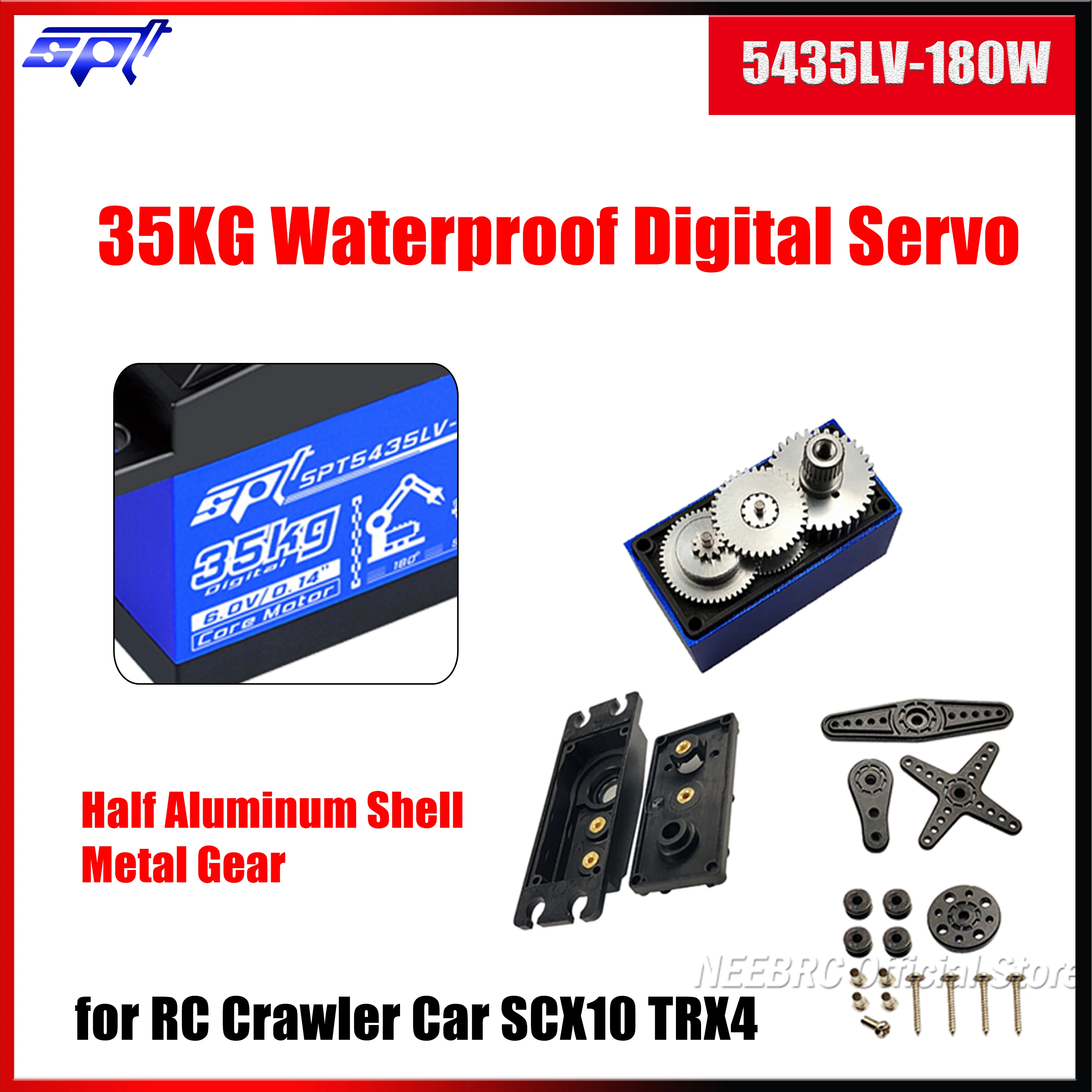 

SPT 35KG Waterproof Metal Gear Half Aluminum Shell Servo High-Speed Large Angle for RC Car Boat Robot Arm SCX10 TRX4 Toy Parts
