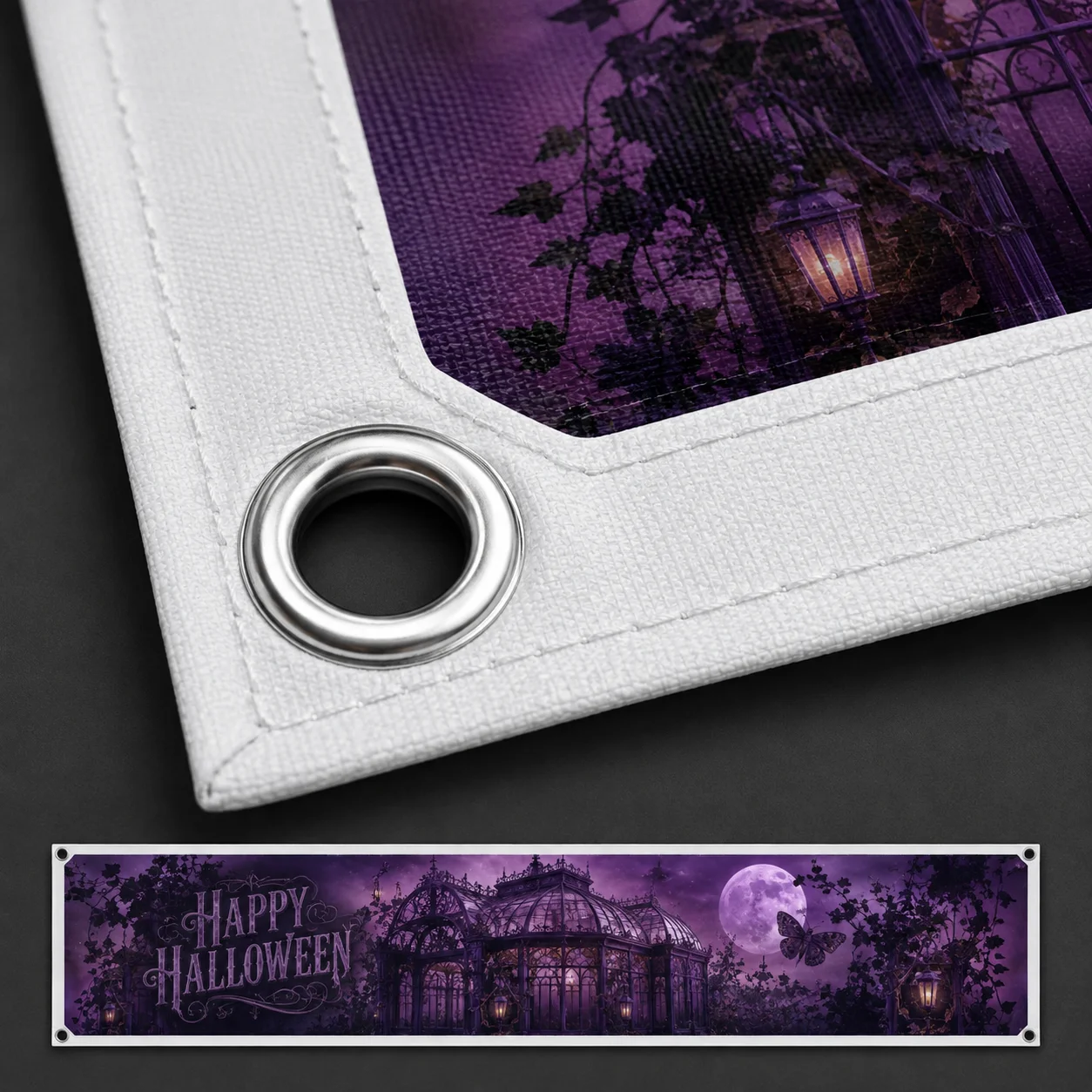 Custom Railing Banner Personalized Photo Flag Polyester Garden Fence Decor with 4 Grommets for Indoor Outdoor Party Celebration
