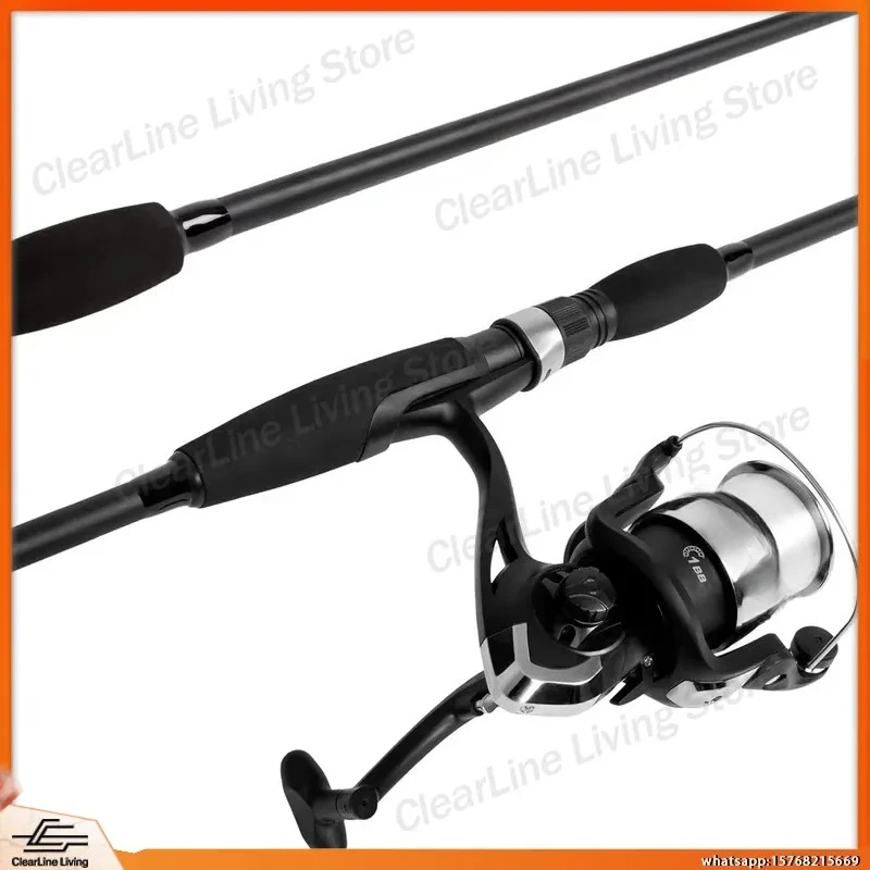 2 Piece 78 Inch Carbon Fiber Fishing Rod for Bass Trout Bottom Fishing Medium Action Spinning Rod with Swivel Reel Soft