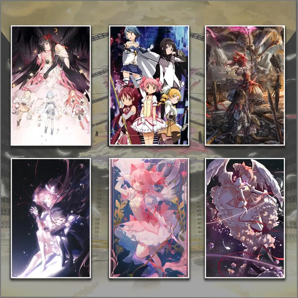 Anime P-Puella Magi Madoka Magica Poster HD Anime Hot Theme Sänger/OST/Film-Wasserdicht Selbstklebende Heimdekoration