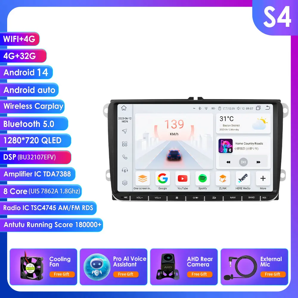 8 + 128G Dsp Radio 2din Auto Multimedia Gps Voor Vw Passat B6 T5 B7 B8 Golf 5 6 Caddy Polo T5 Touran Android Auto Carplay Dab Rds Bt