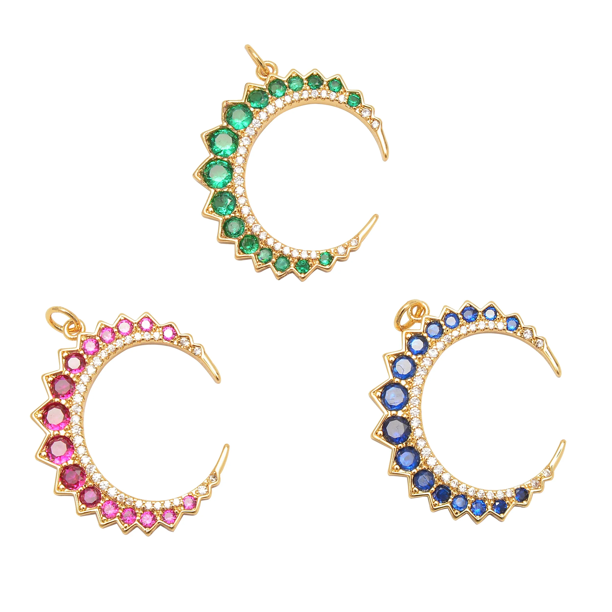 Moon Meniscus Clavicle Chain for Women Couple Inlay Zircon Color Vintage Pendant Clasp Diy Earring Making Supplies High Quality