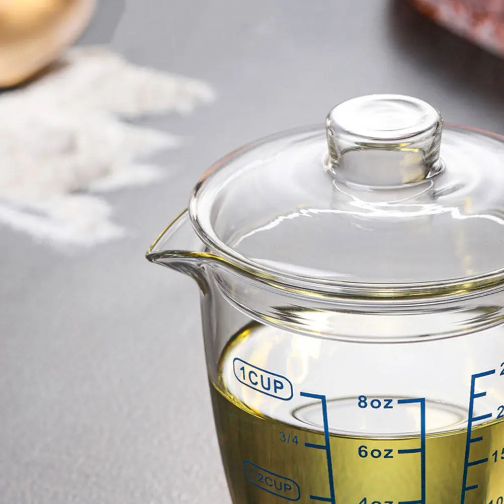 1Pcs Sturdy Heat Resistant Glass Measuring Cup with Visible Scale Marks Reusable Dishwasher Safe for Kitchen Baking Measuring