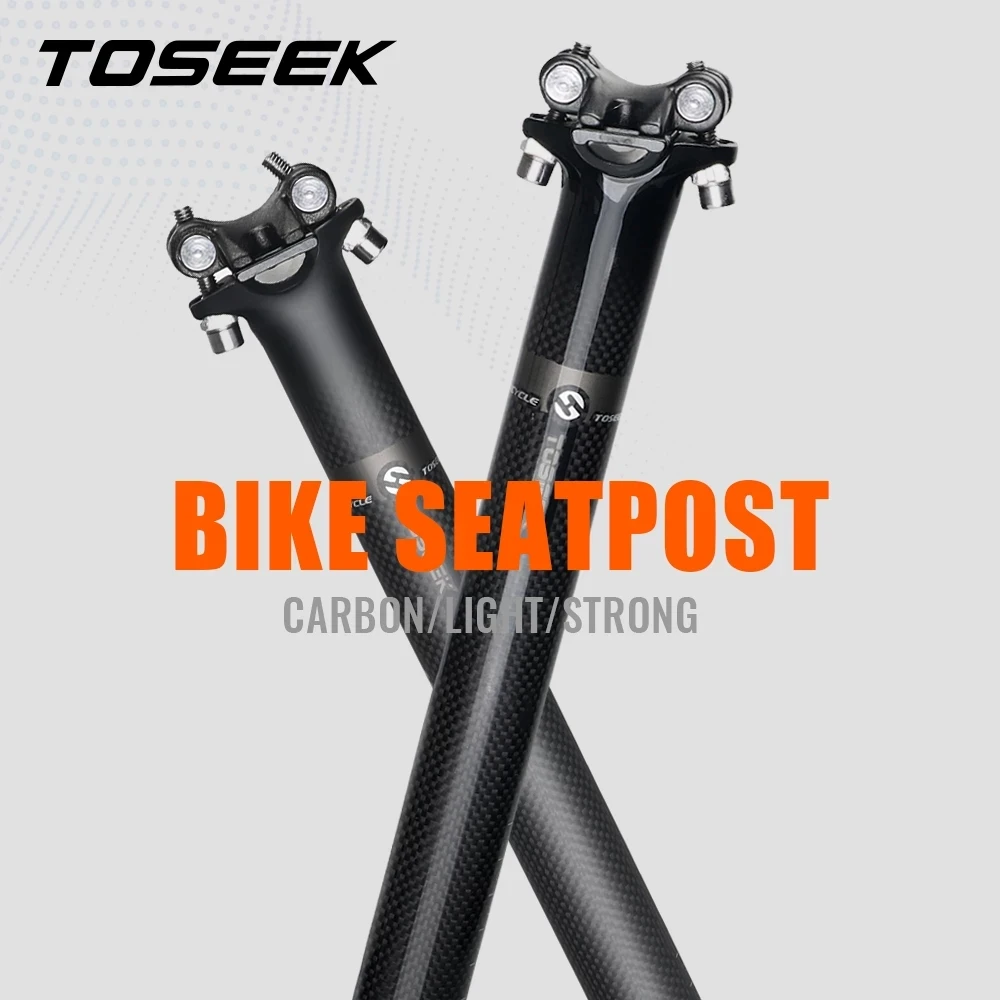 TOSEEK 3K Matte Full Carbon Fiber Bicycle Seatpost Superlight MTB Road Bike Cycling Seat Post Parts 27.2/30.8/31.6 x 350/400 MM