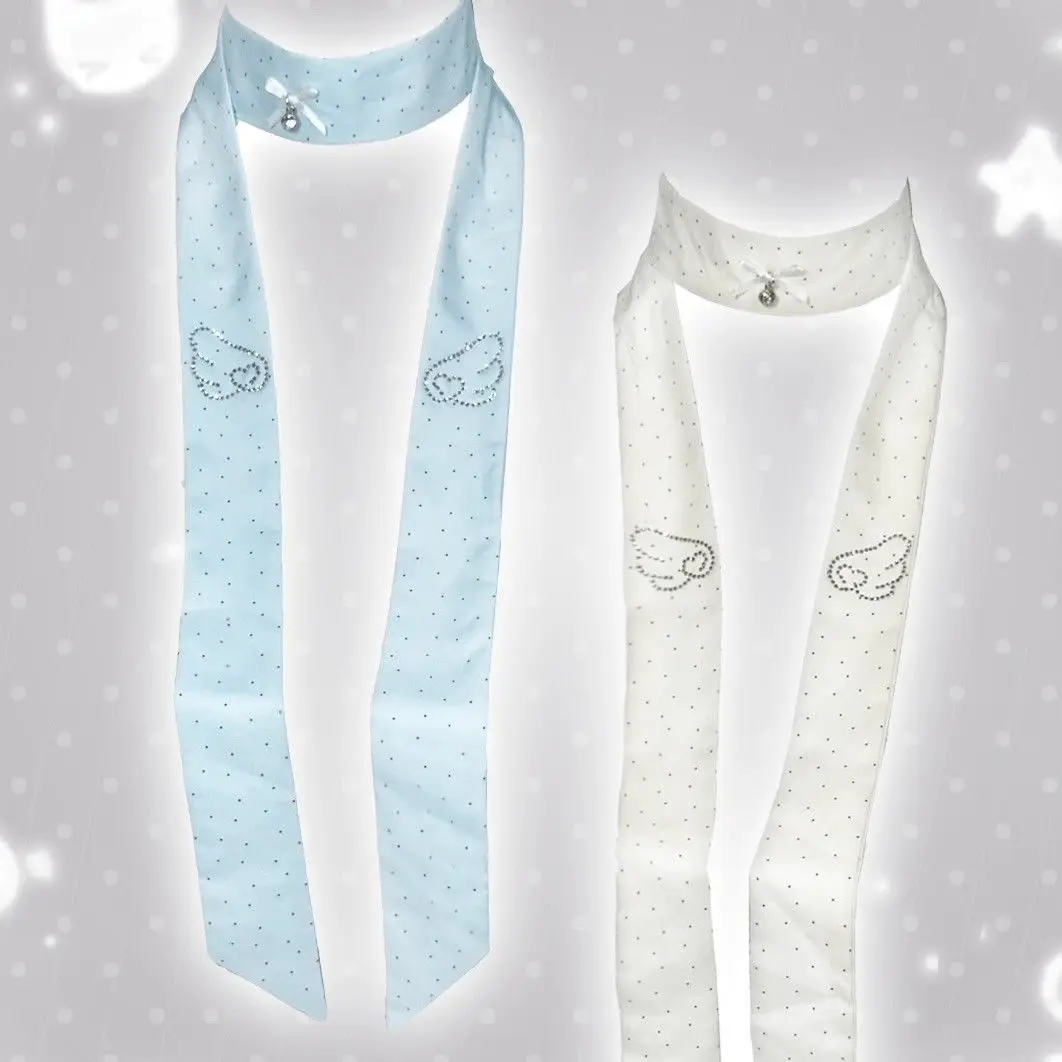 

Summer Handmade Polka Dot Angel Wing Necktie Japanese-style Lolita Long Bowtie Girl Y2K Decoration Bow Tie Accessory