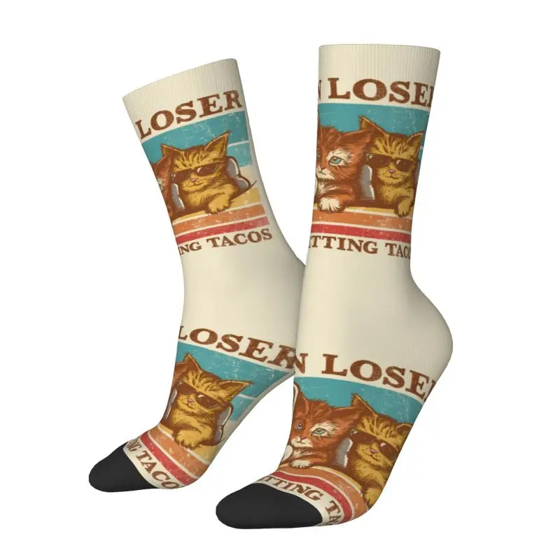 Custom Get In Loser We're Getting Tacos Dress Socks Men Women Warm Fashion Crew Socks