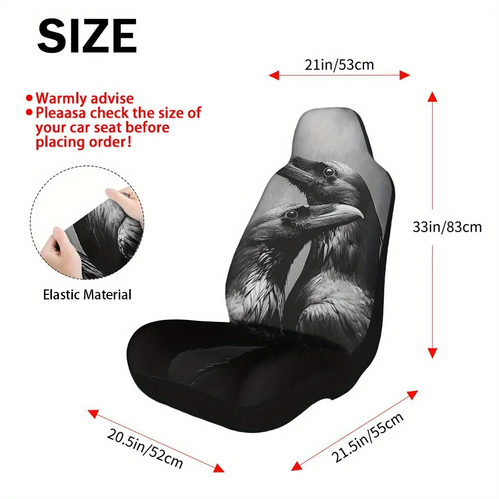 Set Of 2 Halloween-Themed Raven Car Seat Covers – Complete Set Of Protectors For Front Seats, Designed To Fit Universally, Made