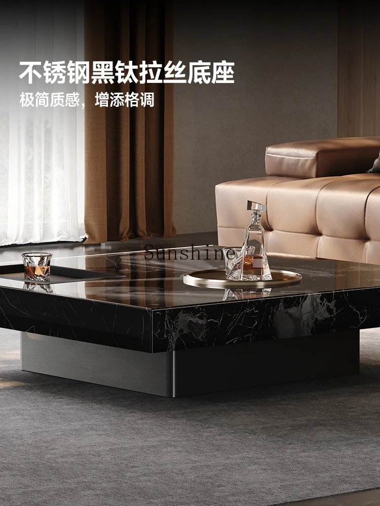 Living room household light luxury high-end marble square coffee table