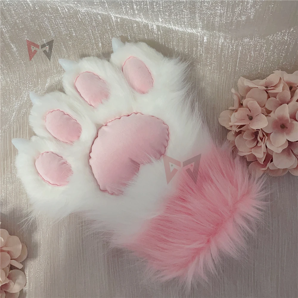 

New Beast Pink Cat Cosplay Beast Claw Paw Nails Hand Covers Costume Accessories Custom Made