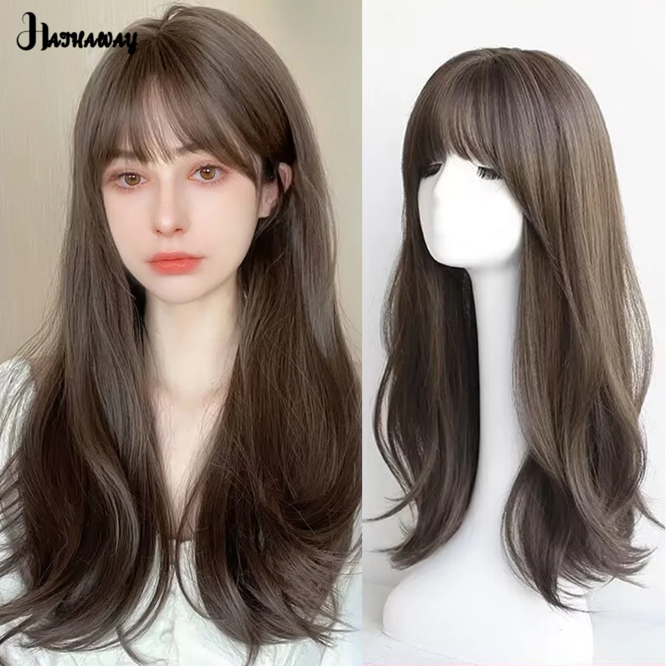 

24 Inch Long Straight Hair Female Synthetic Wig Full Hooded Medium Long Hair Lolita Cosplay Party Activities Holiday Party Wig