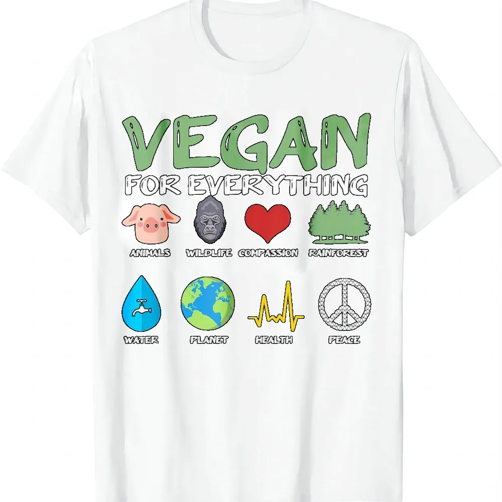 Vegan for Everything Animals Planet Health Go Vegan T-Shirt Graphic T Shirts Vintage Clothes Tops Camiseta Streetwear