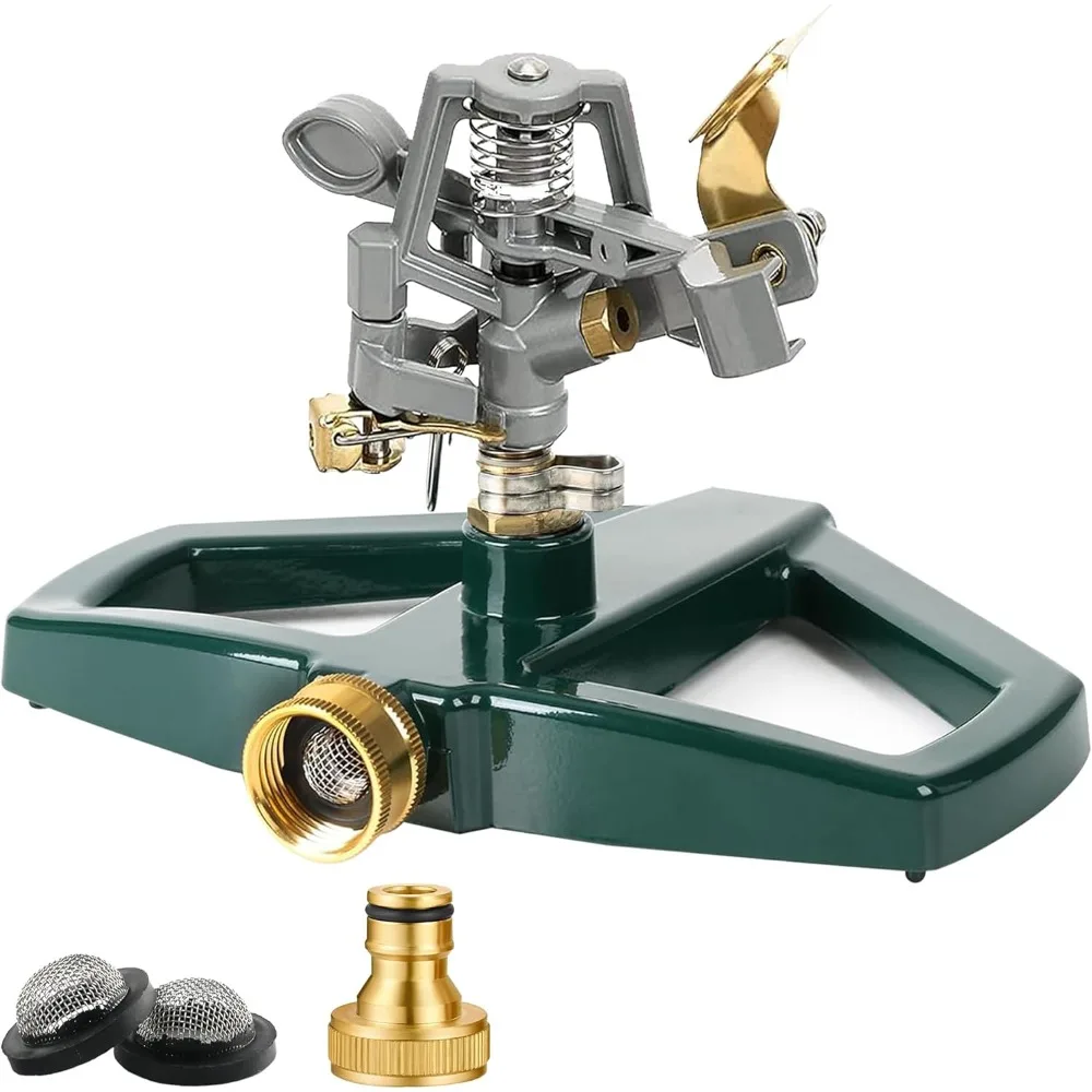 

Сверхмощные металлические импульсные спринклеры для двора - автоматический спринклер для воды с вращением на 360 градусов для газона с металлическим основанием, ударом