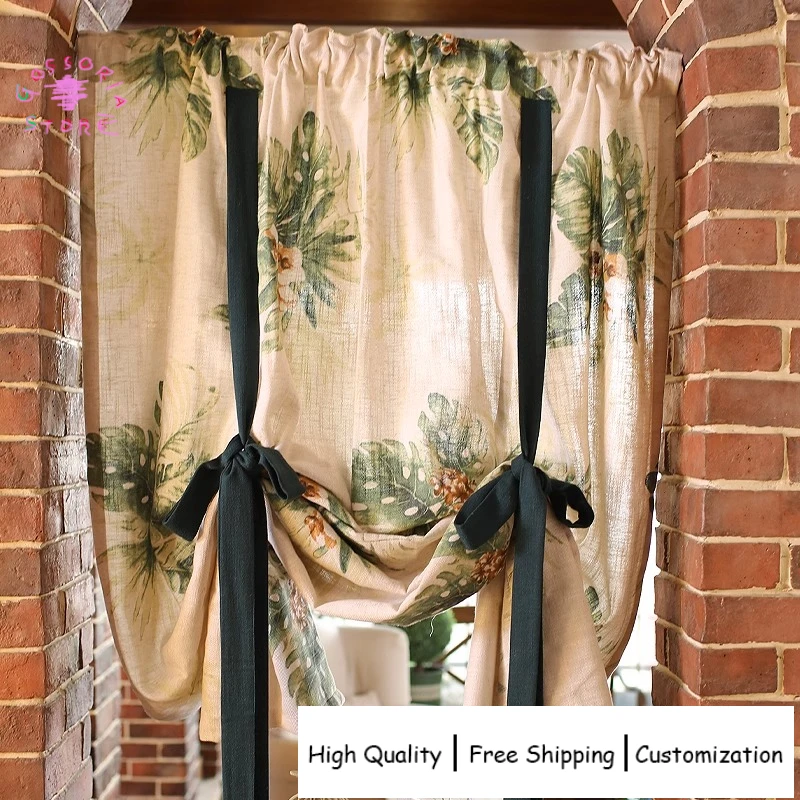 

Sample Custom American Tropical Plant Nordic Style Curtains for Living Room Lace Blackout Kitchen Thermal Insulated Custom Size