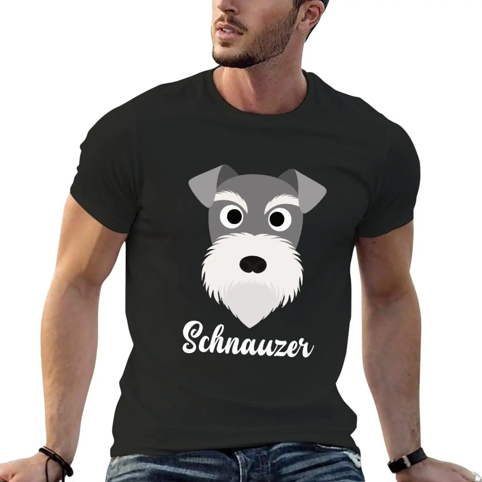 Schnauzer - Miniature Schnauzer T-shirt hippie clothes anime customs oversized T-shirts for men cotton