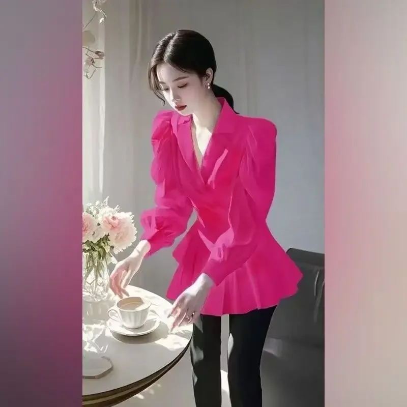 

Красивый французский стиль 2025 года, французские легкие роскошные новые топы, рубашки с талией, весенний темперамент