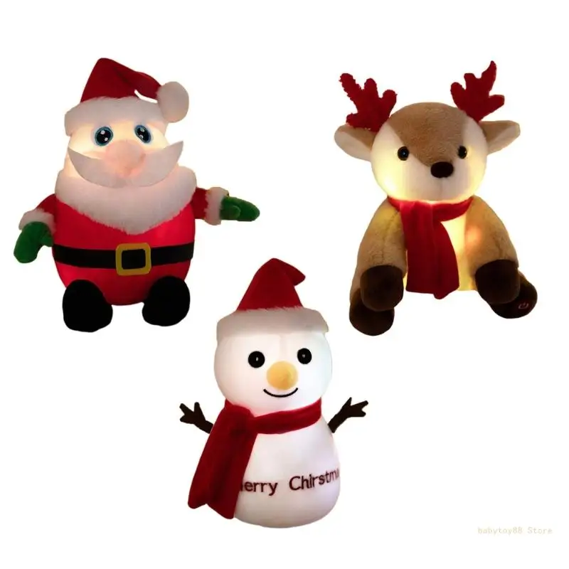 Y4UD Light Up Plush Toy Christmas Santa for Seasonal Decors Festival Supply