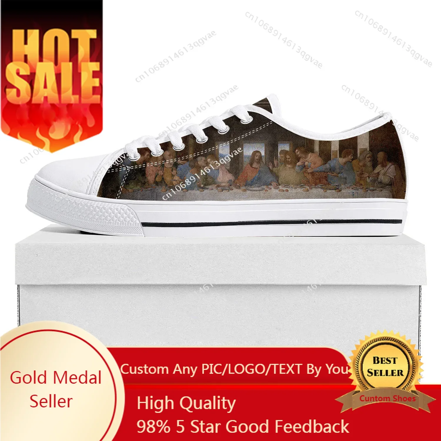 

Da Vinci Last Supper Low Top Sneakers Womens Mens Teenager High Quality Sneaker Canvas Custom Made Shoes Customize Shoe White