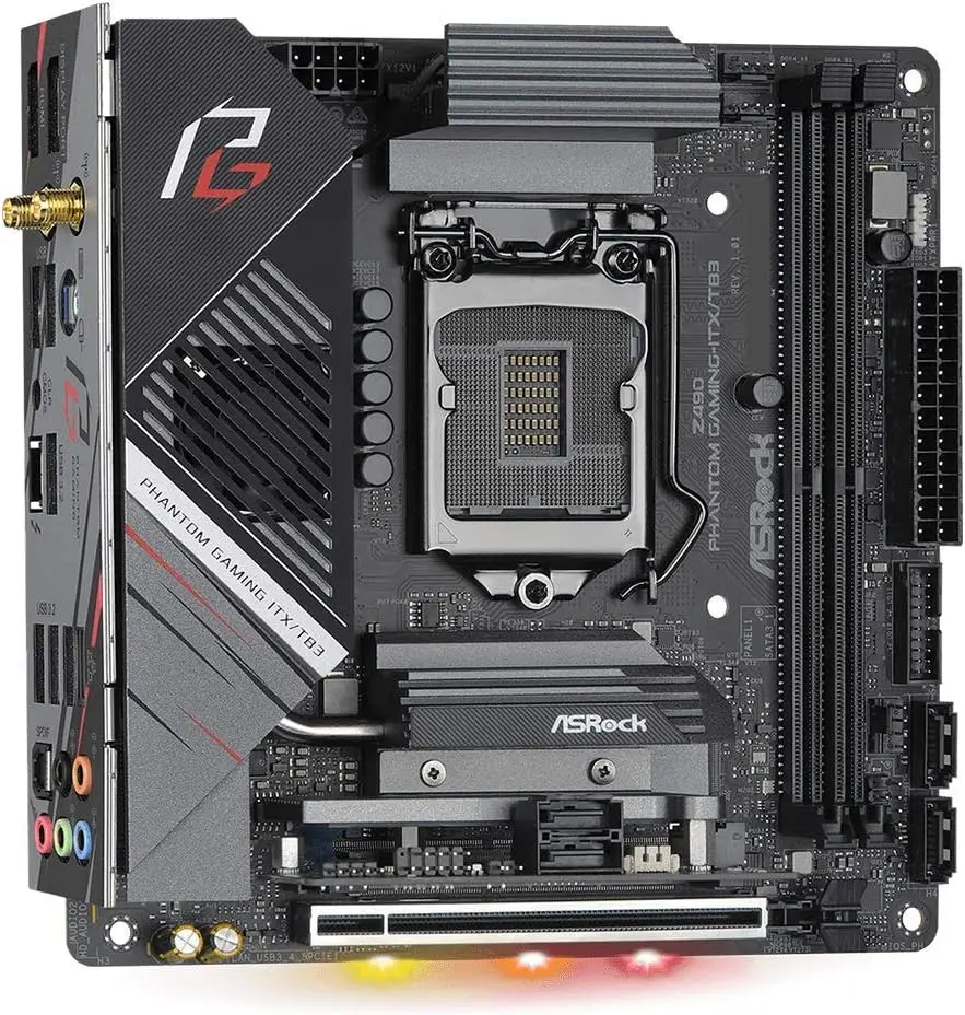 Imagem -02 - Asrock-placa-mãe Phantom Gaming Suporta Core I310105f 11600 10100 Intel Z590 Lga 1200 Ddr4 64gb Itx e Tb3 Mini-itx Z490