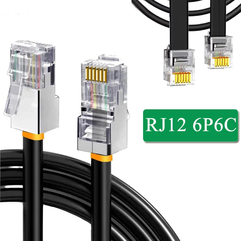 6P6C RJ12 Telephone Ethernet Wire Crystal Head Connection Cord Unshielded/Shielded Communication Cable 6Pin RJ12 Extension Line