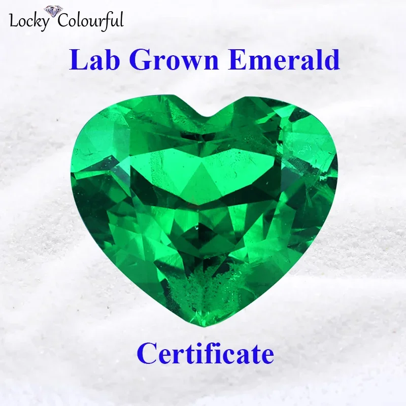 

Lab Grown Colombia Emerald Charms Heart Shape Beads Top Quality for DIY Jewelry Making Ring Materials Selectable AGL Certificate
